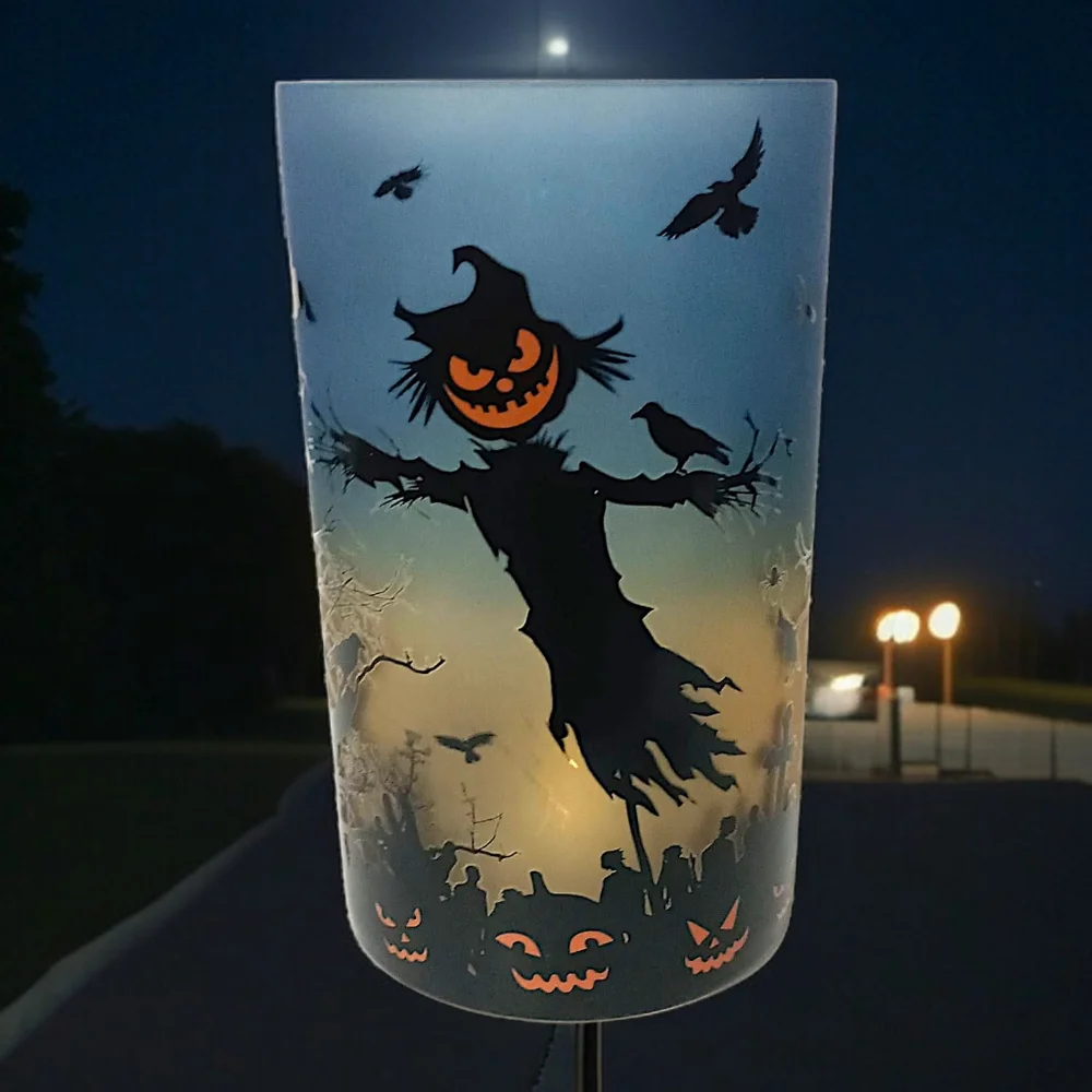 Yankee Candle Scarecrow Candle‎ Holder Glass Spooky Halloween Votive Tea Light